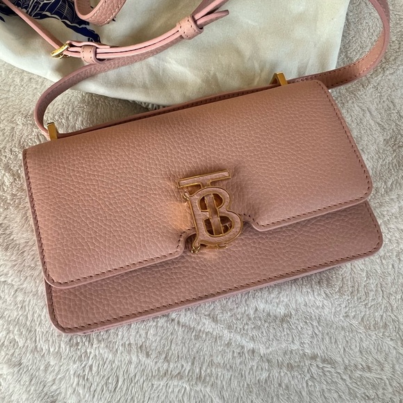 🖤SOLD🖤 NWT Burberry Mini TB Leather Shoulder Bag DUSKY PINK - Picture 5 of 12